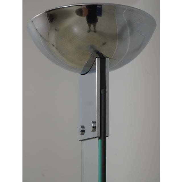 Vintage Modern Style Chrome & Glass Torchier Floor Lamp For Sale In Philadelphia - Image 6 of 7