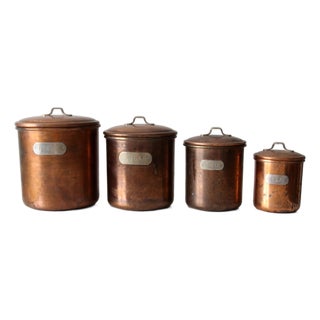 Vintage Copper Kitchen Canisters Set of 4 For Sale