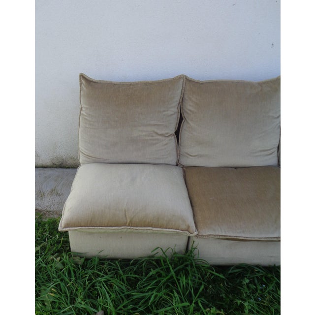 Sectional Sofa in Shaved Velvet with Down Padding and Walnut Feet, 1960s, Set of 6 For Sale - Image 6 of 18