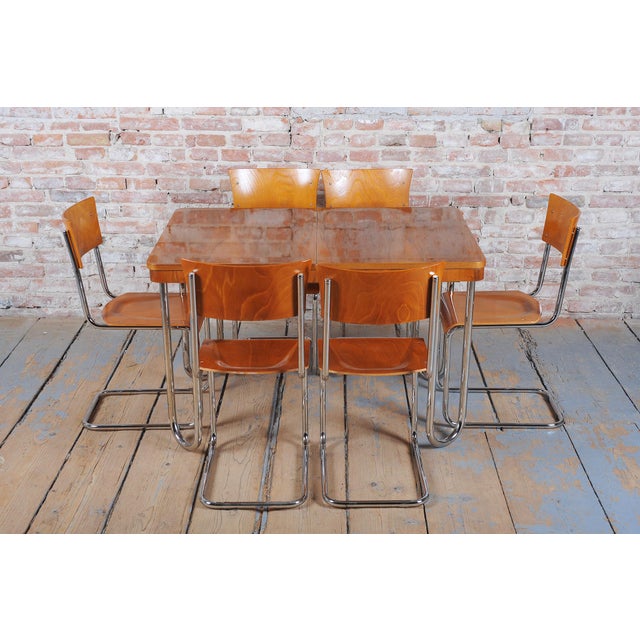 Bauhaus Folding Table in Oak by J. Halabala for Up Zavody, Czech, 1930s For Sale - Image 12 of 18