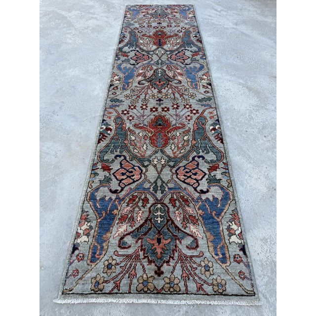 Persian Bidjar Design Hand Knotted Palmette Runner Rug, 02'10 X 10'03 For Sale - Image 4 of 10