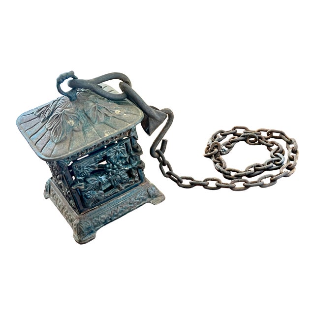 Vintage Cast Iron Japanese Style Outdoor Lantern For Sale