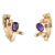 Vintage Amethyst 14k Yellow Rose Gold Clip on Earrings - 2 Pieces For Sale