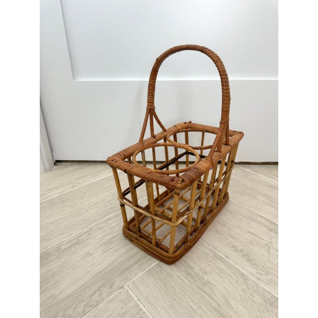 Serena & Lily 1980s Rattan Wine Bottle Holder For Sale - Image 4 of 4