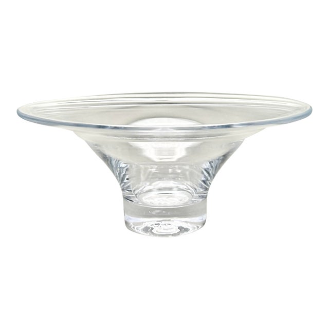 Vintage Simon Pearce “Hanover” Handcrafted Flared Clear Glass Centerpiece Bowl For Sale