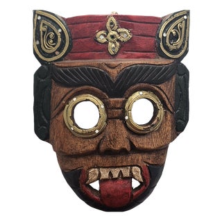 Vintage Indonesian Wooden Mask Sculpture, 1970s For Sale