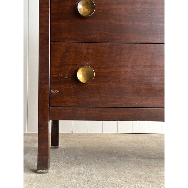 Vintage Norman Bel Geddes Steel Chest of Drawers With Mirror & Brass Pulls, C. 1930s For Sale - Image 15 of 18