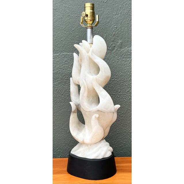 Vintage Abstract Carved Stone Lamp For Sale - Image 9 of 12