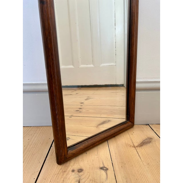 Tall Narrow Antique Wooden Scallop Frame Mirror, France, 1920s For Sale - Image 12 of 13