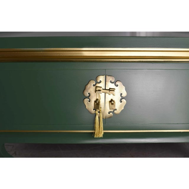 Metal Vintage Chin Hua Ming Tables in Green and Gold - Newly Painted For Sale - Image 7 of 12