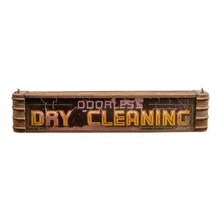 Vintage "Odorless Dry Cleaning" Lighted Storefront Sign For Sale