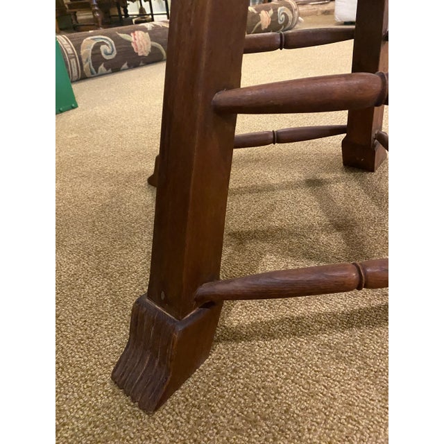 Vintage Mid Century Stool with Wood Base and Leather Swivel Seat For Sale - Image 4 of 8