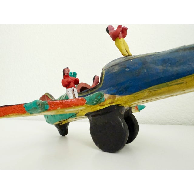 Vintage Mexican Folk Art Acrobats on Airplane, Mid 20th Century For Sale - Image 9 of 10