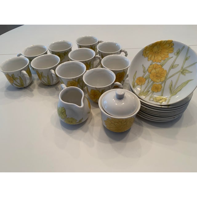 Vintage Ernestine Cannon Coffee Cups, Saucers, Sugar & Creamer