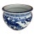 Vintage Japanese Blue & White Bird & Cherry Blossom Jardinière / Planter For Sale