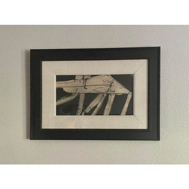 1940s Mid-Century Black & White Painting, Framed, Signed, 26” X 36.5” For Sale - Image 6 of 6