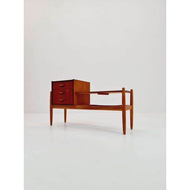 Wood Danish Teak & Oak Telephone Table by Arne Wahl Iversen, 1960s For Sale - Image 7 of 11