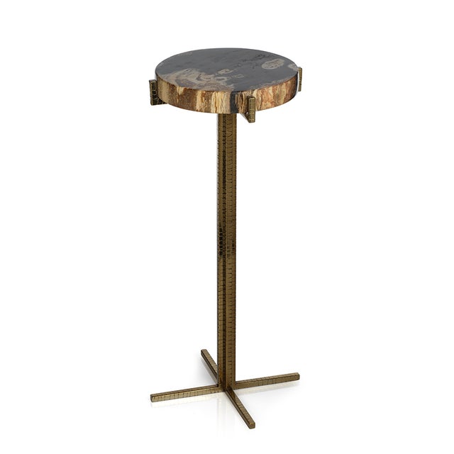 Ludwig Petrified Wood Round Martini Table Chairish
