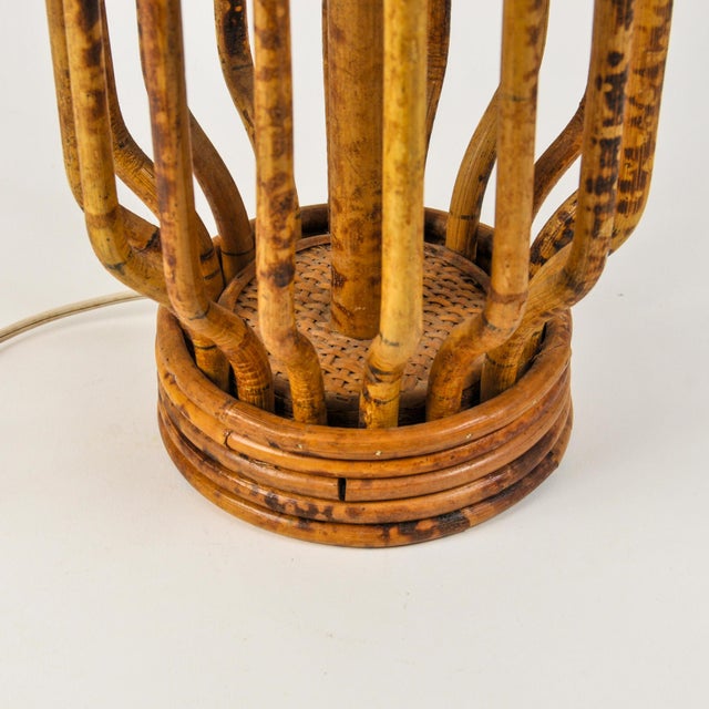 Mid 20th Century Mid Century Modern Burnt Bamboo Table Lamp Bentwood Statement Lamp For Sale - Image 9 of 13
