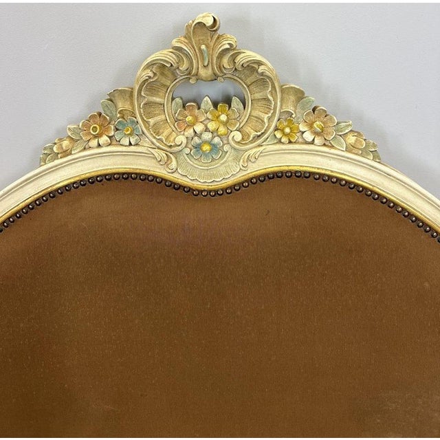 Wood Vintage French Shabby Chic Upholstered King Size Bed Frame For Sale - Image 7 of 14