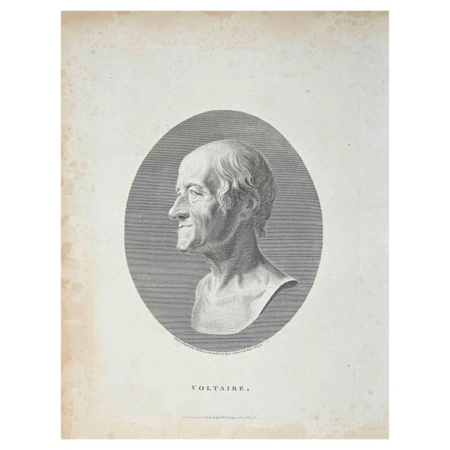 Thomas Holloway, Portrait of Voltaire, Original Etching, 1810 For Sale