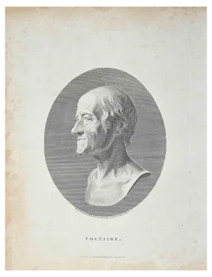 Thomas Holloway, Portrait of Voltaire, Original Etching, 1810