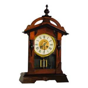 1924 Mechanical German Shelf Table Buffet Cabinet Clock by Friedrich Mauthe