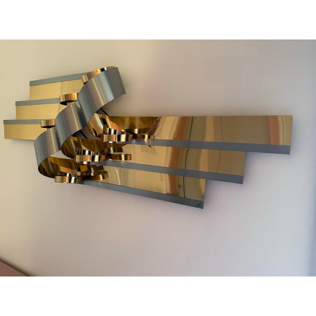 1980s Brass Ribbon Sculpture by Curtis Jere, 1989 For Sale - Image 5 of 7