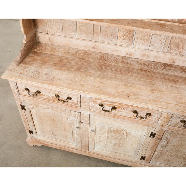Late 20th Century Country English Cerused Limed Oak Welsh Cupboard Dresser For Sale - Image 11 of 18