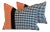Hermés-Orange, Black & Houndstooth Velvet Feather/Down Pillows 24" X 18" - Pair For Sale