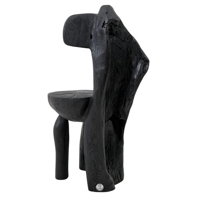 Brutalist Sculptural Chair in Carved Wood by Logniture For Sale - Image 15 of 15