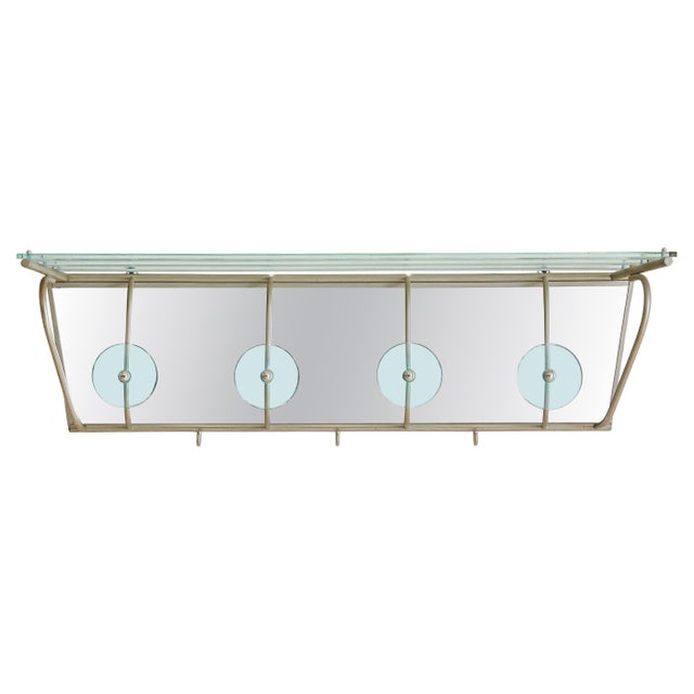 Chrome + Glass Wall Mounted Coat Rack with Shelf, Italy 1970s For Sale - Image 10 of 18
