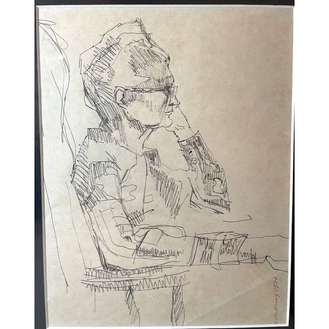 Up for sale is a nice quality vintage original S. Stirling figural pen/ink drawing done in 1971. It's done with an...
