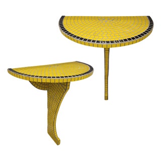 French Art Deco Consoles in Yellow and Black Glass, 1940, Set of 2 For Sale