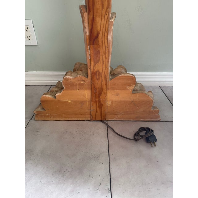 Vintage Carved Cerused Wood Italian Palm Tree Roche Bobois Style Floor Lamp For Sale - Image 12 of 12