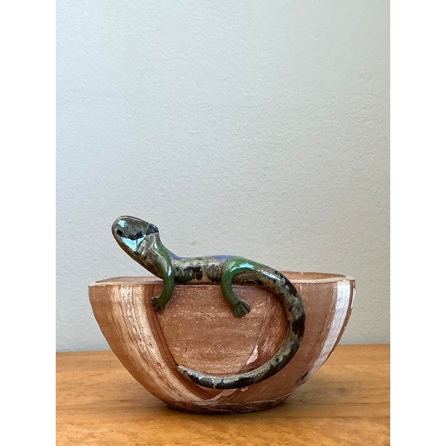 Late 20th Century Vintage Glazed Terracotta Lizard Planter For Sale - Image 5 of 12