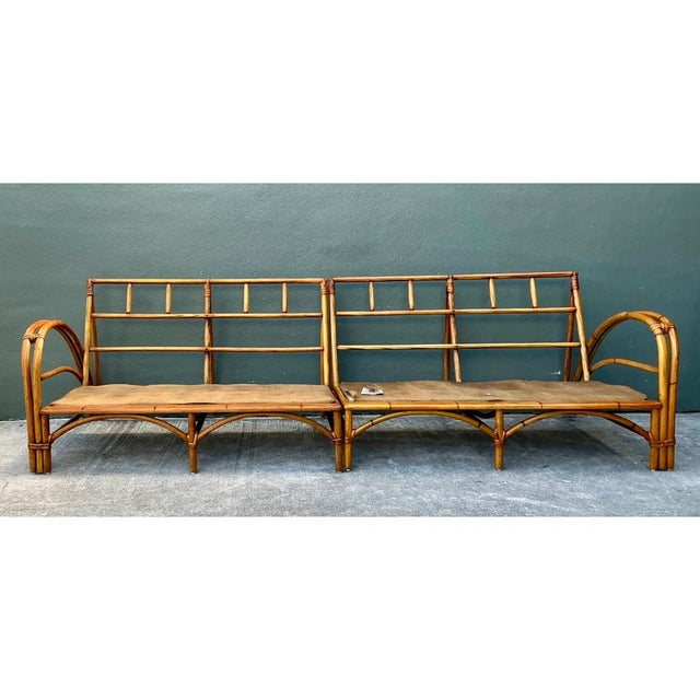 Mid 20th Century Vintage Heywood Wakefield Rattan Sofa Frame For Sale - Image 5 of 12