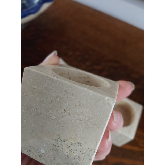Vintage Mexican Travertine Marble Candle Holders - Set of 3 For Sale In New York - Image 6 of 6