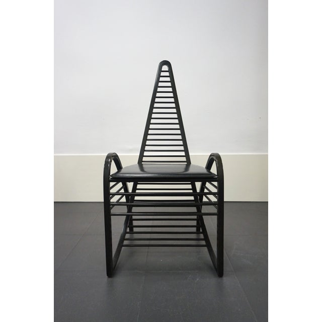 Curved Wooden Armchair by A. Siabu, Italy, 1980s For Sale - Image 4 of 7