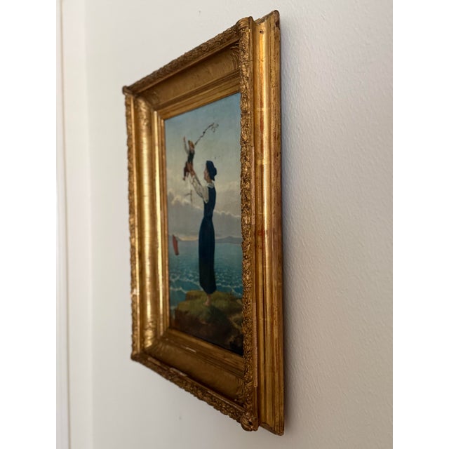 Figurative 19th C French Painting in Ornate Heavy Gilt Gold Frame For Sale - Image 3 of 13