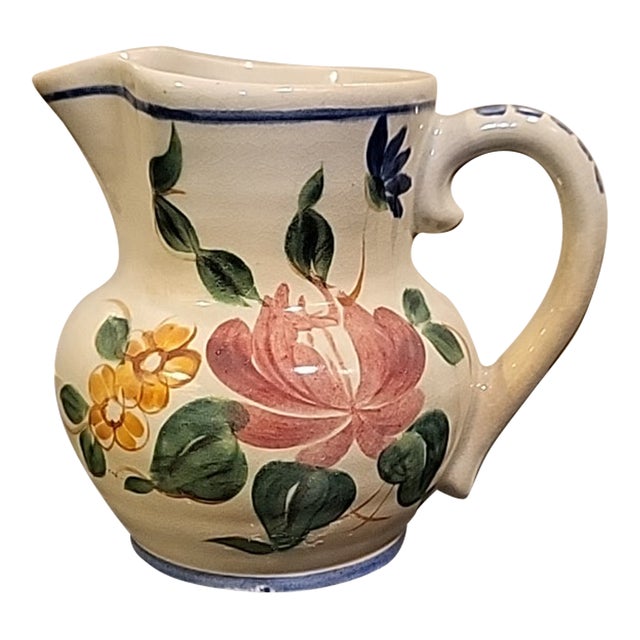 1940s Red Wing Pottery MCM Creamer Botanical For Sale