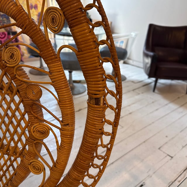Mid 20th Century Vintage Rattan Peacock Chair For Sale - Image 5 of 7