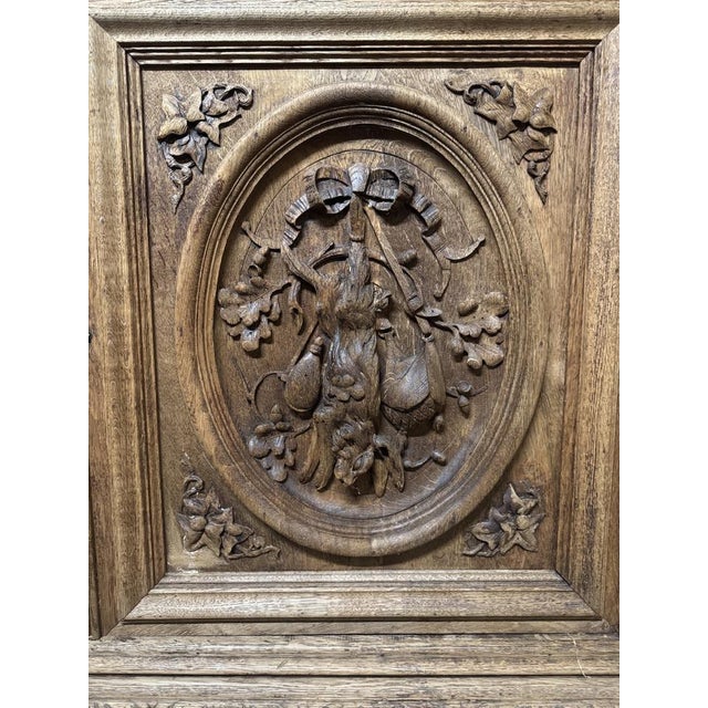 French Carved Oak Hunting Cupboard, 1860 For Sale - Image 9 of 18