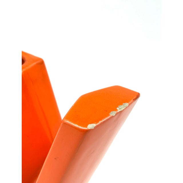 Orange Space Age Orange Y Letter Shaped Ceramic Solifleur Vase, Marcel Radureau France, Circa 1970 For Sale - Image 8 of 13