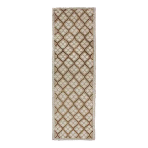Tribal Vintage Hand Knotted Oushak Runner With All-Over Diamond Design