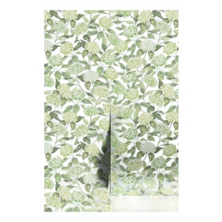 Hydrangea Blooms Floral Grasscloth Wallpaper by House Party | Limelight Green | 8 Yards For Sale