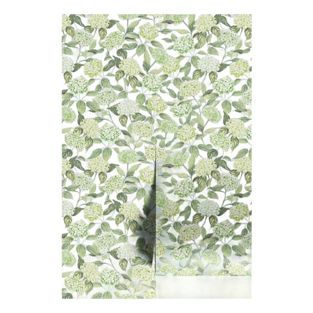 Hydrangea Blooms Floral Grasscloth Wallpaper by House Party | Limelight Green | 8 Yards For Sale