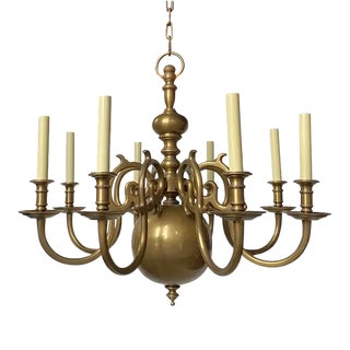 Classic Dutch Baroque-Style Brass 8-Light Chandelier, Visual Comfort Lighting For Sale
