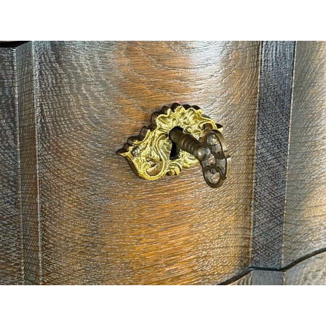 Wood Danish Baroque Oak Serpentine Tallboy Chest of Drawers, 1940s For Sale - Image 7 of 13