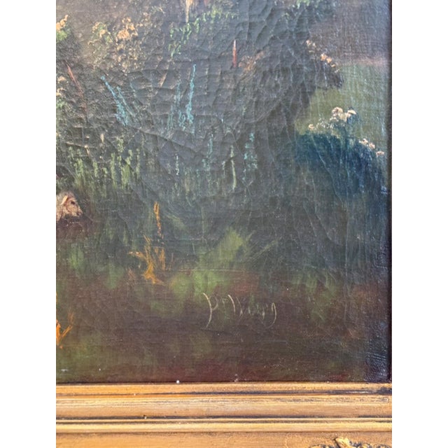 French Artist, Romanticist Lake Scene, 19th Century, Oil on Canvas For Sale - Image 10 of 12